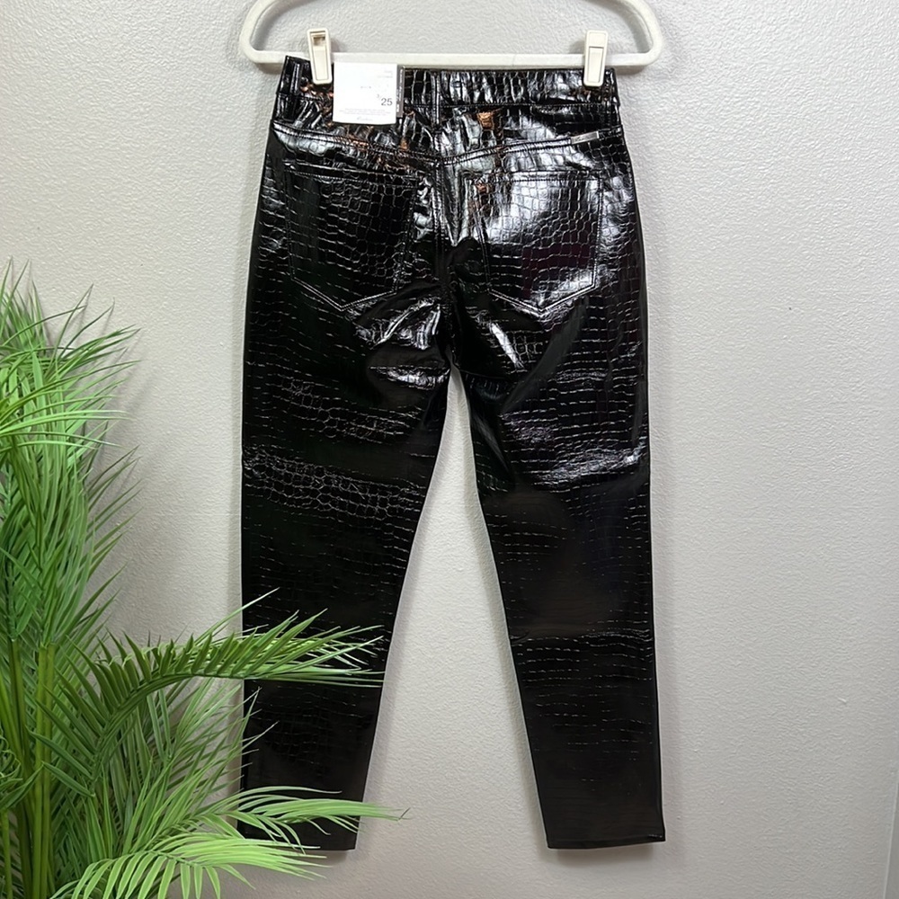NWT KanCan Josephine Black Faux Croc Print Pants Mom High Waist Tapered 24 25 - Picture 4 of 10